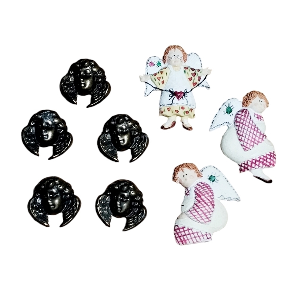 Vintage 8 cherub / Angel Button Covers Grannycore, Boho, Hope Religious‎
